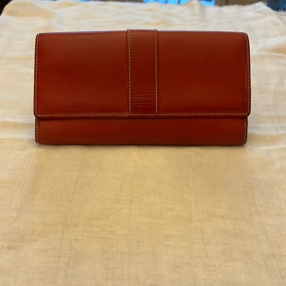 Vintage red Coach French purse/wallet.